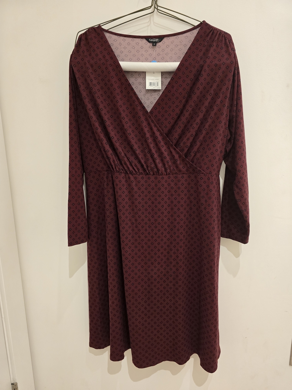 George Women's Burgundy Wrap-Style Long Sleeve Dress
